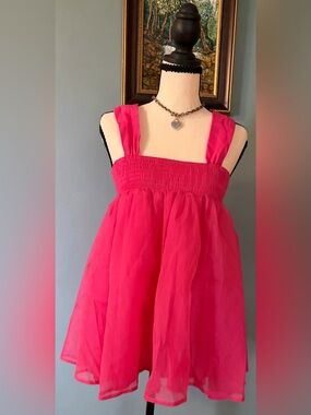 Hot Pink Smocked Top/Dress DIY Halloween Costume Barbie Glinda Powderpuff Fembot